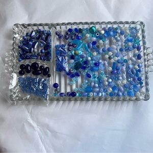 Vintage Blue Beads, Assorted Beading Supplies, Vintage Beads Jewelry Supplies
